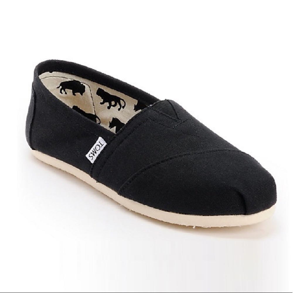 TOMS Women’s Black Classic Canvas Flat Shoes